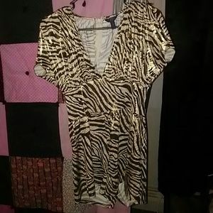 Black and gold zebra print romper
